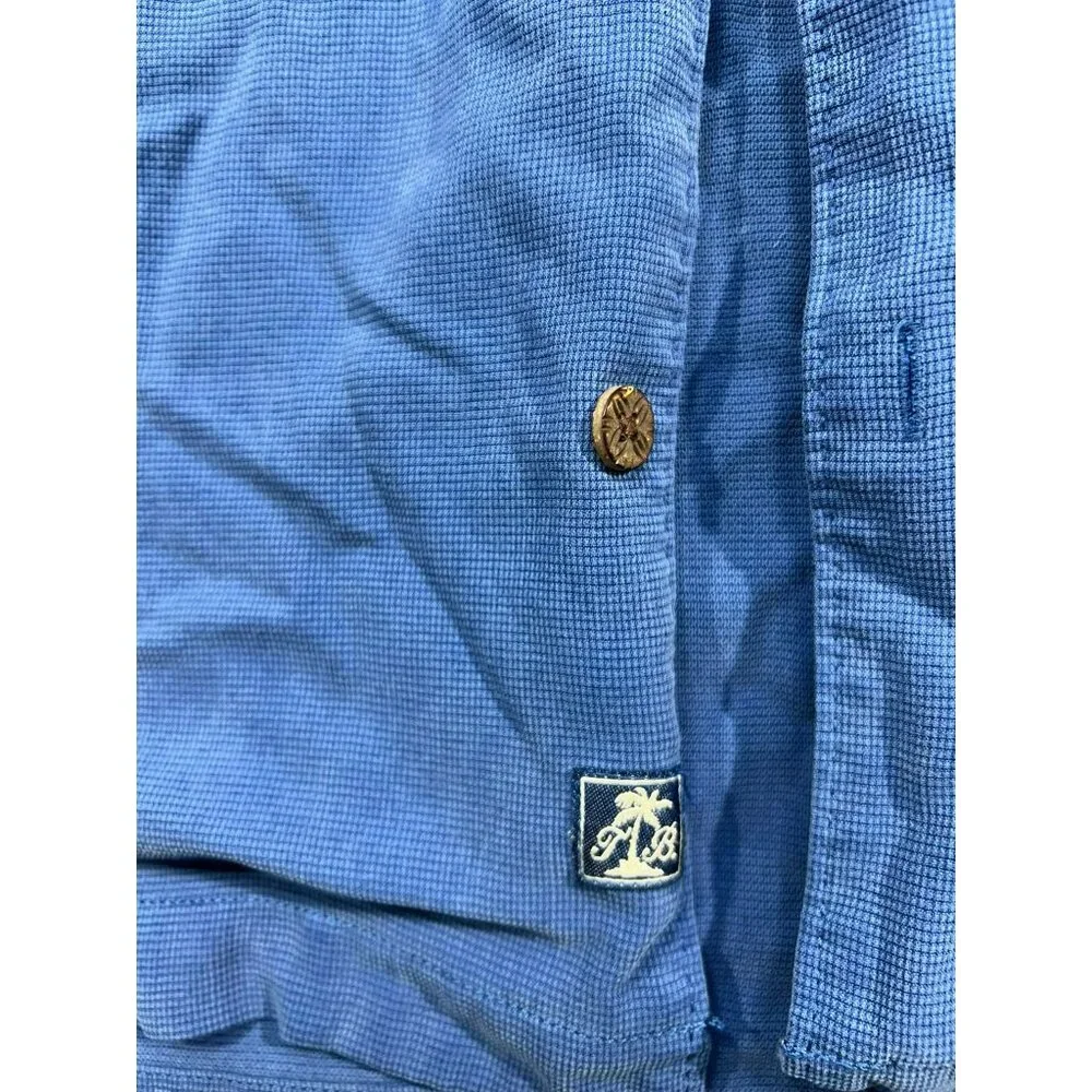 Tommy Bahama Men's Blue Silk Short Sleeve Button-Up Shirt L - Picture 4 of 5